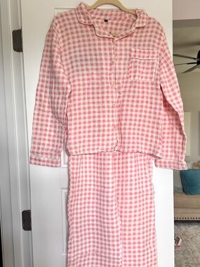 Pink and White Gingham Pajama Set